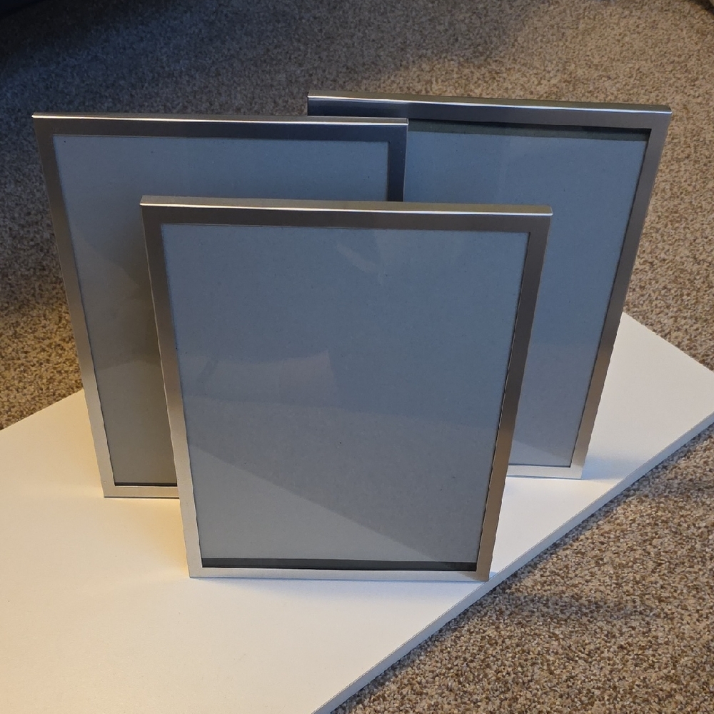 Set of Three Silver Picture Frames 8x10